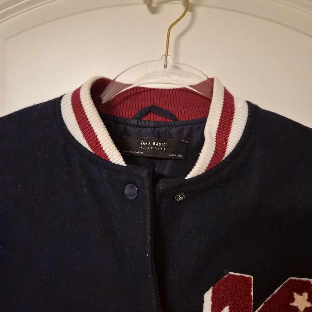 ​Zara Basic Navy Varsity Letterman Jacket - Medium - image 2